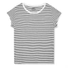 Mads Nørgaard Fine Jersey Stripe Teasy Tee White/Black