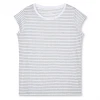 Mads Nørgaard Fine Jersey Stripe Teasy Tee Briliant White/Light Grey