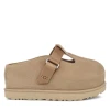 Lys sandfarvet UGG W Goldenstar Hi Clog i blødt ruskind med chunky plateausål og justerbar hælrem