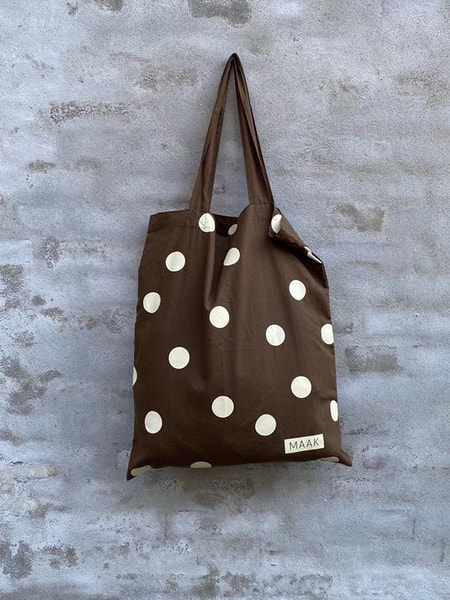 Maak Bomuldstaske Dot Ecru/Brown