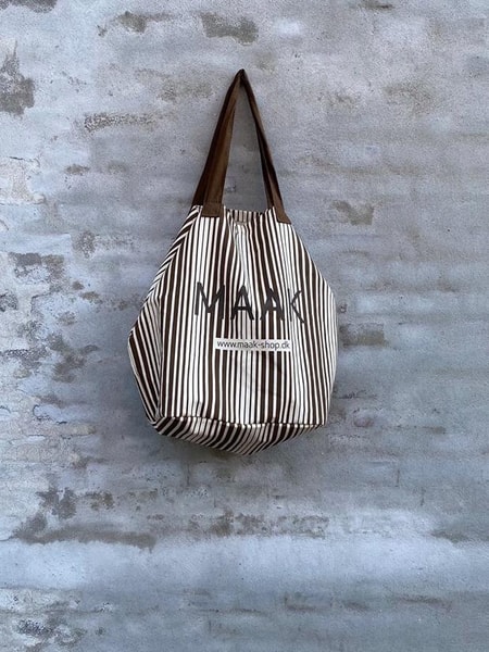 Maak Kanvastaske Stripe Ecru/Brown