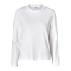 Hvid langærmet SlfEssential Boxy Tee t-shirt til kvinder fra Selected Femme.