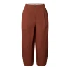 Selected Femme SlfBarrel Carmen HW Cropped Pant Mahogany