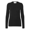 Selected Femme SlwManja LS O-Neck Black 16094343 langærmet sort bluse til kvinder fra MAAK Shop