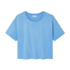 American Vintage AFOMA T-Shirt - Støvet lyseblå bomulds t-shirt i Vintage Pool Spray