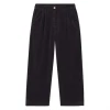 American Vintage PADOW Trousers Vintage Carbon mørke fløjlsbukser med brede ben