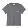 Mørkegrå meleret kortærmet Ykobow T-shirt i blød bomuld med rund hals og logoprint på fronten til kvinder fra American Vintage.