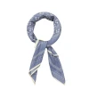 Becksöndergaard Talianna Cotta Scarf Vintage Indigo Blue blåmeleret bomuldstørklæde med hvidt print og klassisk kant