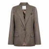 Co'Couture VeyaCC Check Fitted Blazer Brown klassisk figursyet habitjakke med brune tern og knaplukning