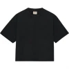 HALO Women Logo T-Shirt Black klassisk sort T-shirt i kraftig økologisk bomuld med broderet tone-i-tone logo og løs pasform
