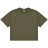 HALO Women Logo T-Shirt Capers armygrøn T-shirt i kraftig økologisk bomuld med broderet logo og løs pasform