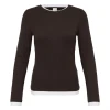 Ichi IhNellaya LS T-Shirt Chocolate Torte Cloud Dancer 20126123 brun stribet langaermet bluse til kvinder fra MAAK Shop