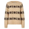 Lollys Laundry LattieLL Knit Creme lys mønsterstrik med mørkebrune detaljer