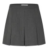 Second Female Anjou Mini Skirt Dark Grey Melange med plisserede læg