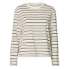 Mørkebrun stribet langærmet SlwEssential Boxy Tee t-shirt i økologisk bomuld til kvinder fra Selected Femme.