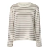 Vinrød stribet langærmet SlwEssential Boxy Tee t-shirt til kvinder fra Selected Femme.