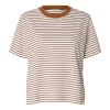  Karamelbrun og hvid stribet kortærmet SlwEssential Boxy Tee t-shirt i økologisk bomuld til kvinder fra Selected Femme.