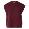 Selected Femme SLWLulu SL Knit Vest Tawny Port med rund hals