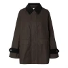 Selected Femme SLWWilma Waxed Jacket Delicioso brun jakke med mørk kontrastkrave