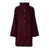 Selected Femme SLWZia-Vinni Wool Blend Coat Tawny Port bordeaux knælang uldfrakke