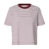 Selected Femme SlwEssential SS Striped Boxy Tee Tawny Port Bright White 16087918 stribet bordeaux t-shirt til kvinder fra MAAK S