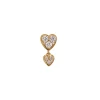 STINE A J'adore Two Petit Hearts Earring Guld ørestik i 18k forgyldt sterlingsølv med to dansende hjerter og hvide zirkoner